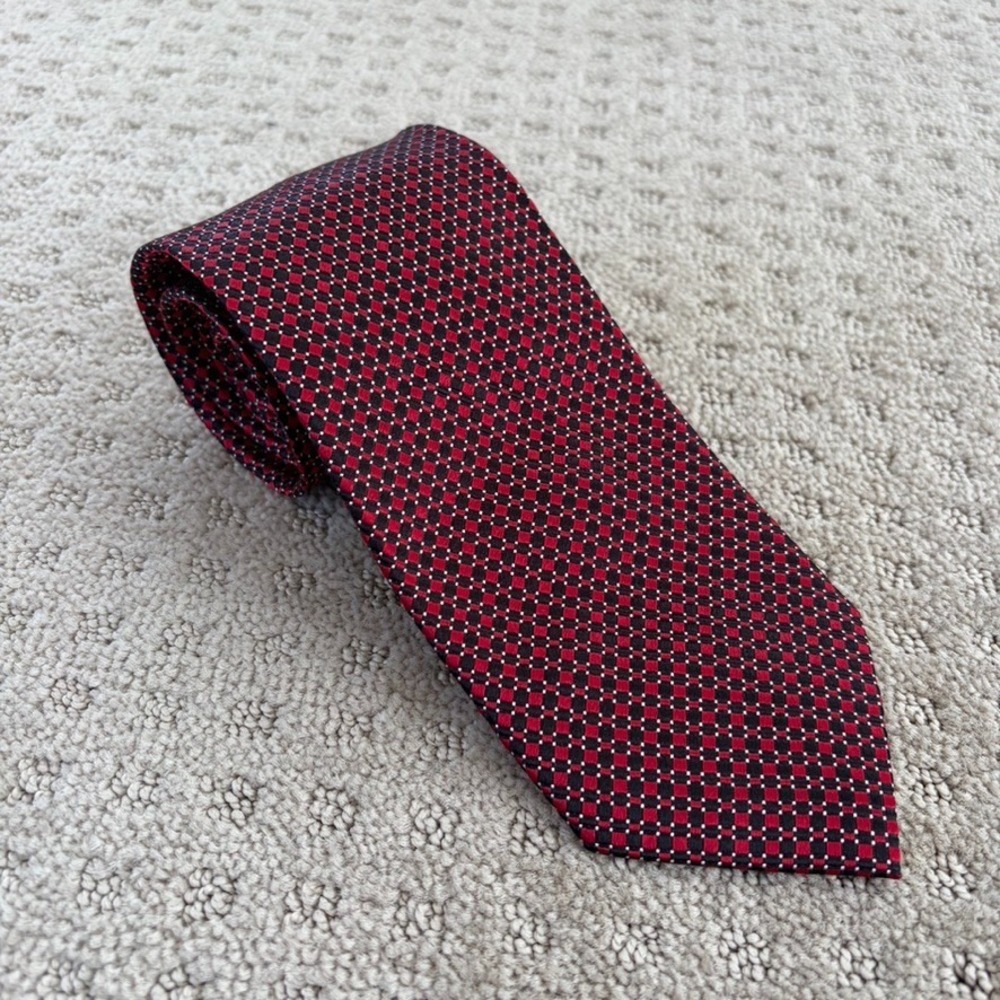 Donald J Trump Signature‎ Collection Silk Tie Red Black Diamond Geometric